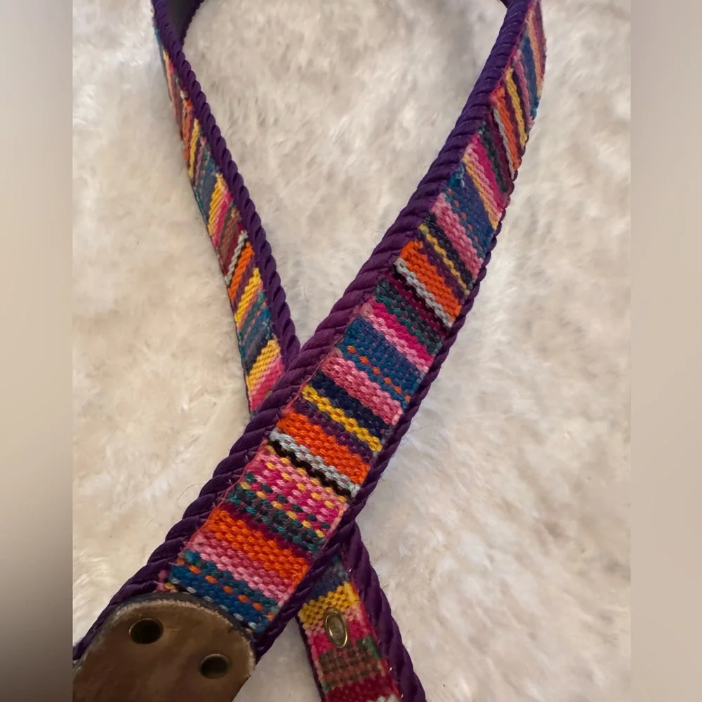 Vintage Colorful Striped Belt Jewel tones Sz S Elite